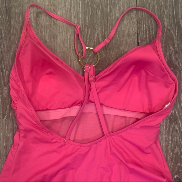 Cosabella Vita Marina Curvy Strappy One Piece Pink Swimsuit with gold accents L - Picture 7 of 9